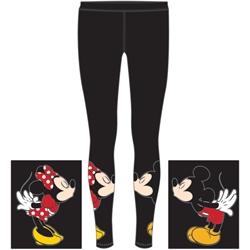 Junior Kissing Mickey & Minnie Leggings, Red Black