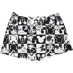 Adult Womens Pajama Short Checkers Mickey, White