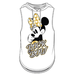 Junior Fashion Hooded Tank Top Minnie Mouse Rock the Bow, White