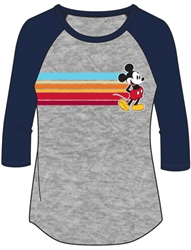 Junior Retro Mickey Raglan 3/4 Sleeve, Navy Gray