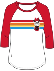 Junior Retro Minnie Raglan 3/4 Sleeve, Red White