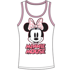 Junior Tank Top Make You Smile Minnie, Pink White