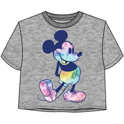Junior Mickey Rainbow Crop Top, Gray