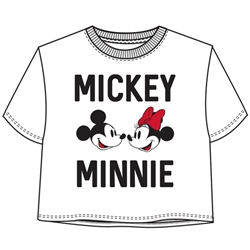 Junior Mickey Minnie Crop Top, White