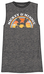 Junior Mickey Minnie Love Tank, Charcoal