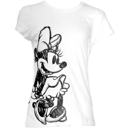 Womens Fashion T Shirt Minnie Mouse Sketch, White