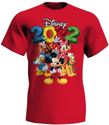 Plus 2022 Fun Friends Mickey Minnie Goofy Donald Pluto Tee, Red