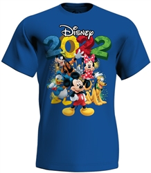 Plus 2022 Fun Friends Mickey Minnie Goofy Donald Pluto Tee, Royal