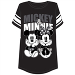 Plus Size Football Tee Mickey and Minnie Sitting, Black