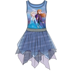 Girls Frozen II Anna Elsa Nature Dress, Blue Purple