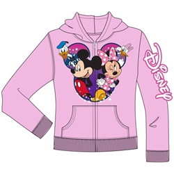 Youth Group Cast Mickey Minnie Donald Daisy Zip Up Hoodie, Light Pink
