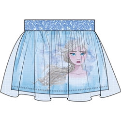 Girls Frozen II Fearless Elsa Glitter Skirt, Light Blue