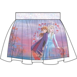 Girls Frozen II Sister Strong Anna Elsa Glitter Skirt, White