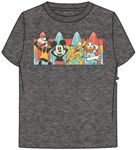 Youth T Shirt Surfboard Pals Mickey Goofy Donald Pluto, Black Heather