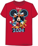 Youth Tee 2024 Friends Mickey Goofy Donald Pluto, Red