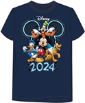 Youth Tee 2024 Friends Mickey Goofy Donald Pluto, Dark Navy