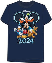 Youth Tee 2024 Friends Mickey Goofy Donald Pluto, Dark Navy