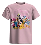 Youth Girls Tee Mickey Minnie Goofy Donald Daisy Pluto Group, Light Pink