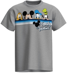 Youth T-Shirt Vacation Pals Mickey Donald Goofy Pluto, Gray