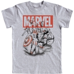 Youth Boys T-Shirt Avengers Assembled Captain America, Thor, Hulk, Gray (Namedrop Required)