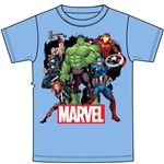 Youth Boys T-Shirt Marvel Avengers Group Hulk, Captain america, Iron Man, Thor, Black Widow, Blue