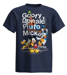 Youth Mickey Goofy Donald Pluto Tee, Navy