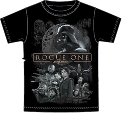 Youth Unisex T Shirt Rogue One Cast Tee, Black