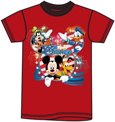 Youth Tee Shirt Disney USA Mickey Group, Red