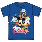 Youth T-Shirt 4 Burst Mickey Donald Pluto Goofy, Royal Blue