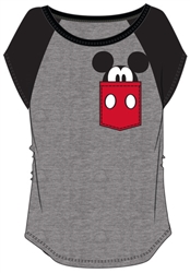 Youth Mickey Peeking Pocket Tee, Charcoal