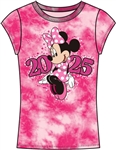 Youth Tie Dye Top 2025 Dated Minnie Glitter Heart, Pink