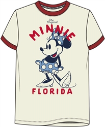 Youth Ringer Tee Minnie Standing, Ivory (Florida Namedrop)