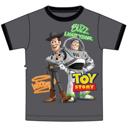 Youth Ringer Tee Toys Story Woody Buzz, Charcoal & Black