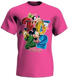 Toddler 2022 Big Head Mickey Donald Goofy Pluto Tee, Pink