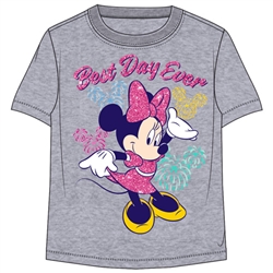 Toddler Girls T Shirt Minnie Mouse Best Day Ever, Gray