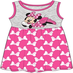 Toddler Cute Minnie Mouse Tank Dress, Pink Gray