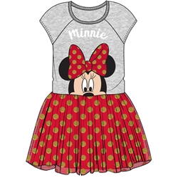 Toddler Girls Big Bow Minnie Tutu Dress, Gray Red