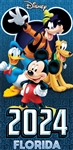 28x58 Beach Towel 2024 All Ears Group Mickey Donald Pluto Goofy, Florida Namedrop