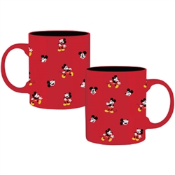 11oz Flat Mug All Over Print Mickey, Red