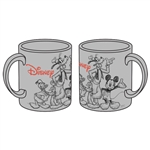 11oz Sketchy Mickey Goofy Donald Pluto Mug, Gray