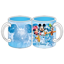 11oz Mug 2024 Six Pack Mickey Minnie Donald Goofy Pluto, Blue White