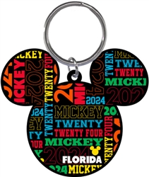 Laser Keychain 2024 Mickey Head, Florida Namedrop