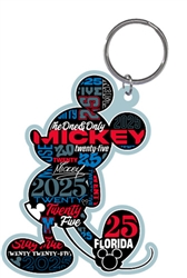 Laser Keychain 2025 Mickey Shape, Black Red Blue