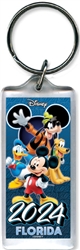 Lucite Keychain 2024 All Ears Mickey Goofy Donald Pluto, Florida Namedrop