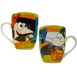 Phineas and Ferb with Perry Barrel Porcelain Mug