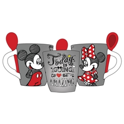 Mickey Minnie Amazing Day 11oz Mug w/Spoon, Gray Red