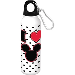 Mickey Heart Aluminum Bottle Wide Mouth, White