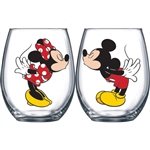 Mickey Kissing Minnie Stemless Glass 2pc Set