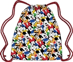 Drawstring Tote Fab 5 Mickey Pluto Donald Goofy Minnie, White