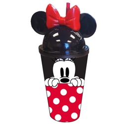 Polka Dot Minnie 16oz Ear Tumbler, Black Red